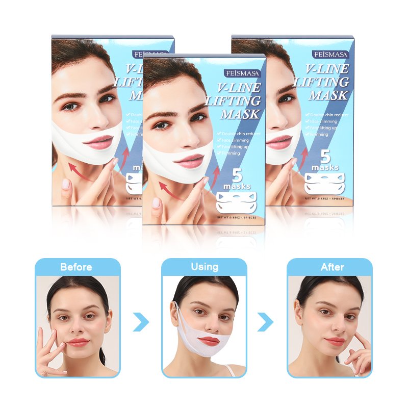 Maschera in tessuto viso snellente per mento e collo effetto V-Shape - 4